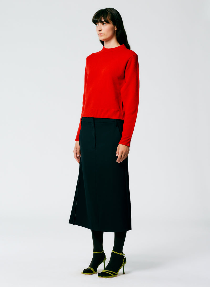 Grain De Poudre Trouser Skirt With Pleat Panel Black-3