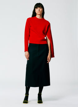 Grain De Poudre Trouser Skirt With Pleat Panel Black-1