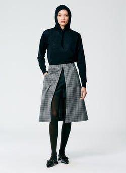 Double Faced Menswear Check Aline Skirt Black/Grey Multi-2