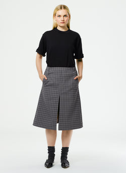 Double Faced Menswear Check Aline Skirt Black/Grey Multi-4