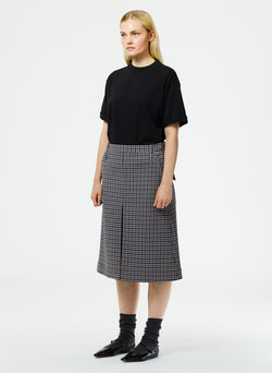 Double Faced Menswear Check Aline Skirt Black/Grey Multi-5