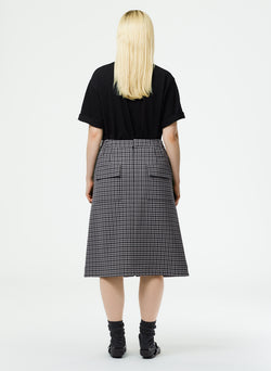 Double Faced Menswear Check Aline Skirt Black/Grey Multi-6