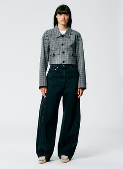 Checked hot sale cropped jacket