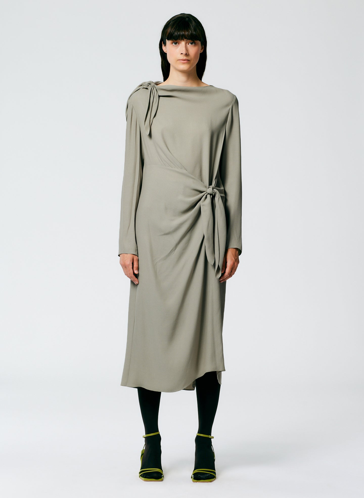 Feather Weight Eco Crepe Benedict Dress - Grey-1