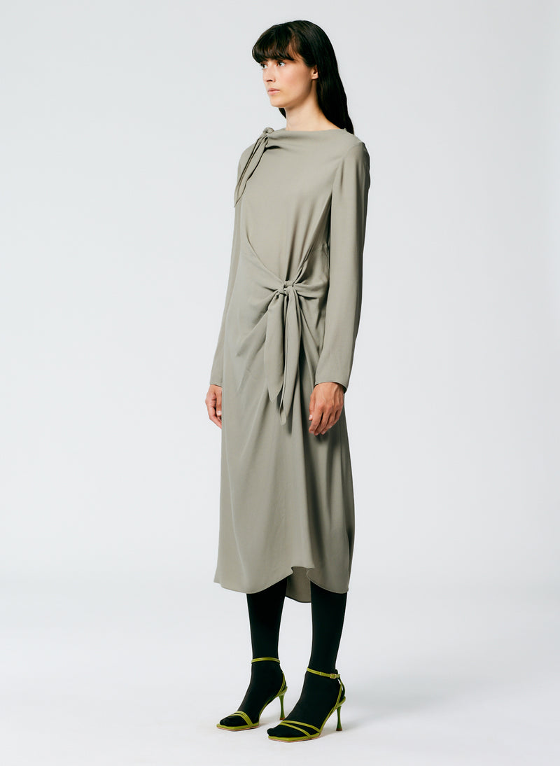 Feather Weight Eco Crepe Benedict Dress Grey-3