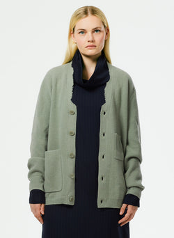 Soft Lambswool Distressed Cardigan Pale Olive-1