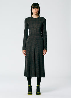 Lutz Knit Midi Godet Dress Brown/Black Multi-1