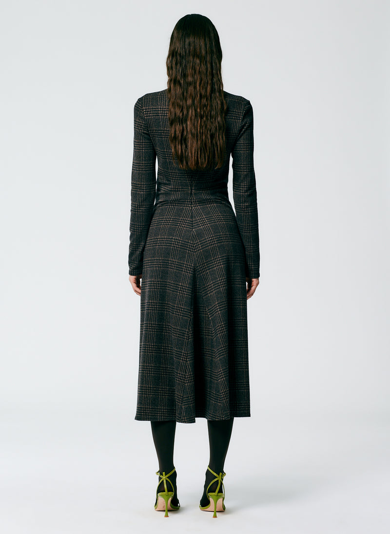 Lutz Knit Midi Godet Dress Brown/Black Multi-3