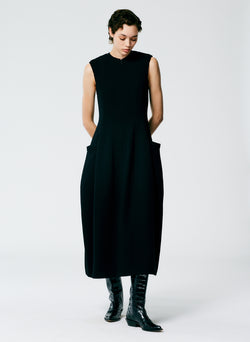 Melee Crepe Dress Black-3