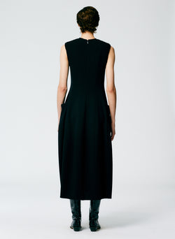 Melee Crepe Dress Black-5