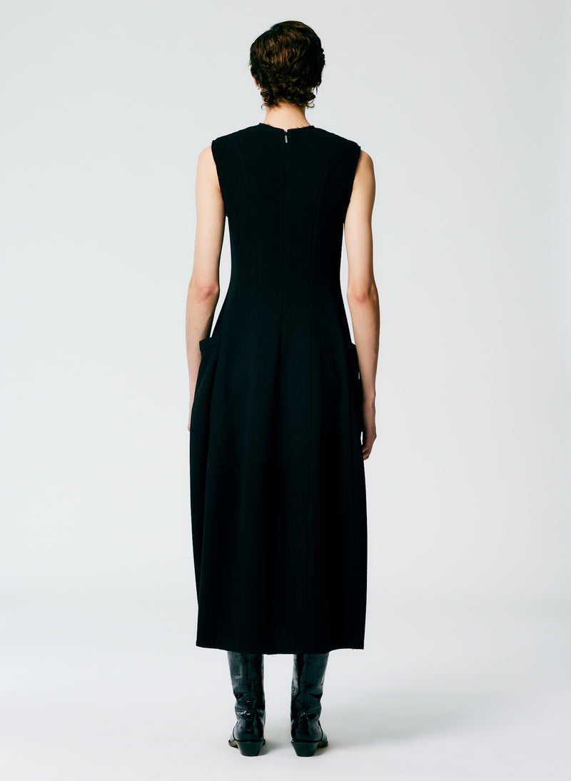 Melee Crepe Dress Black-5