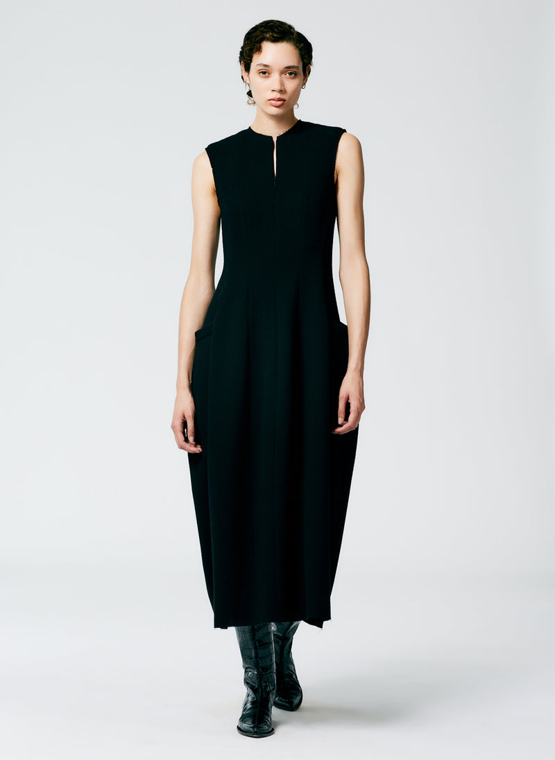 Melee Crepe Dress Black-2