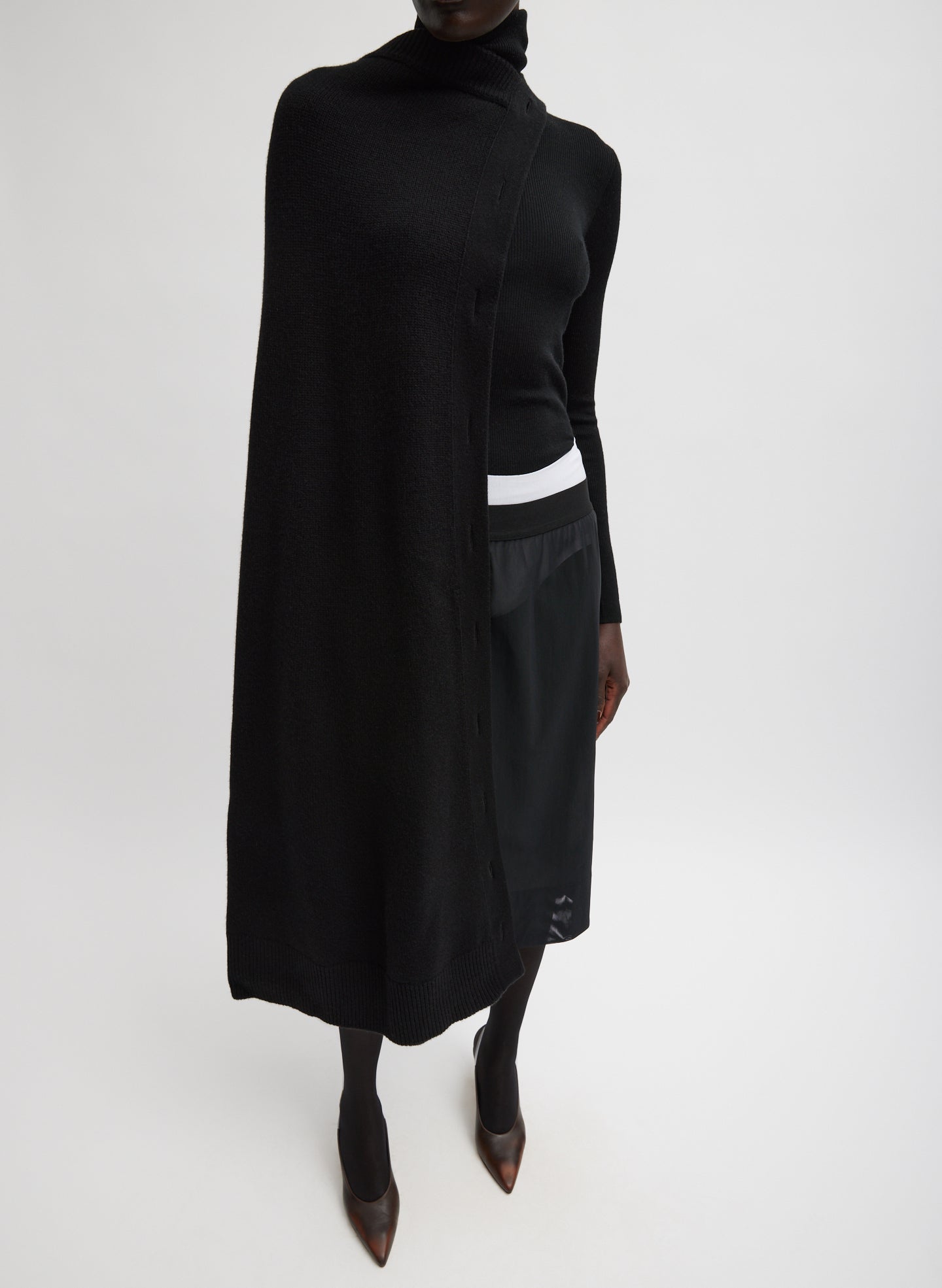 Cashmere Sweater Cape - Black-1