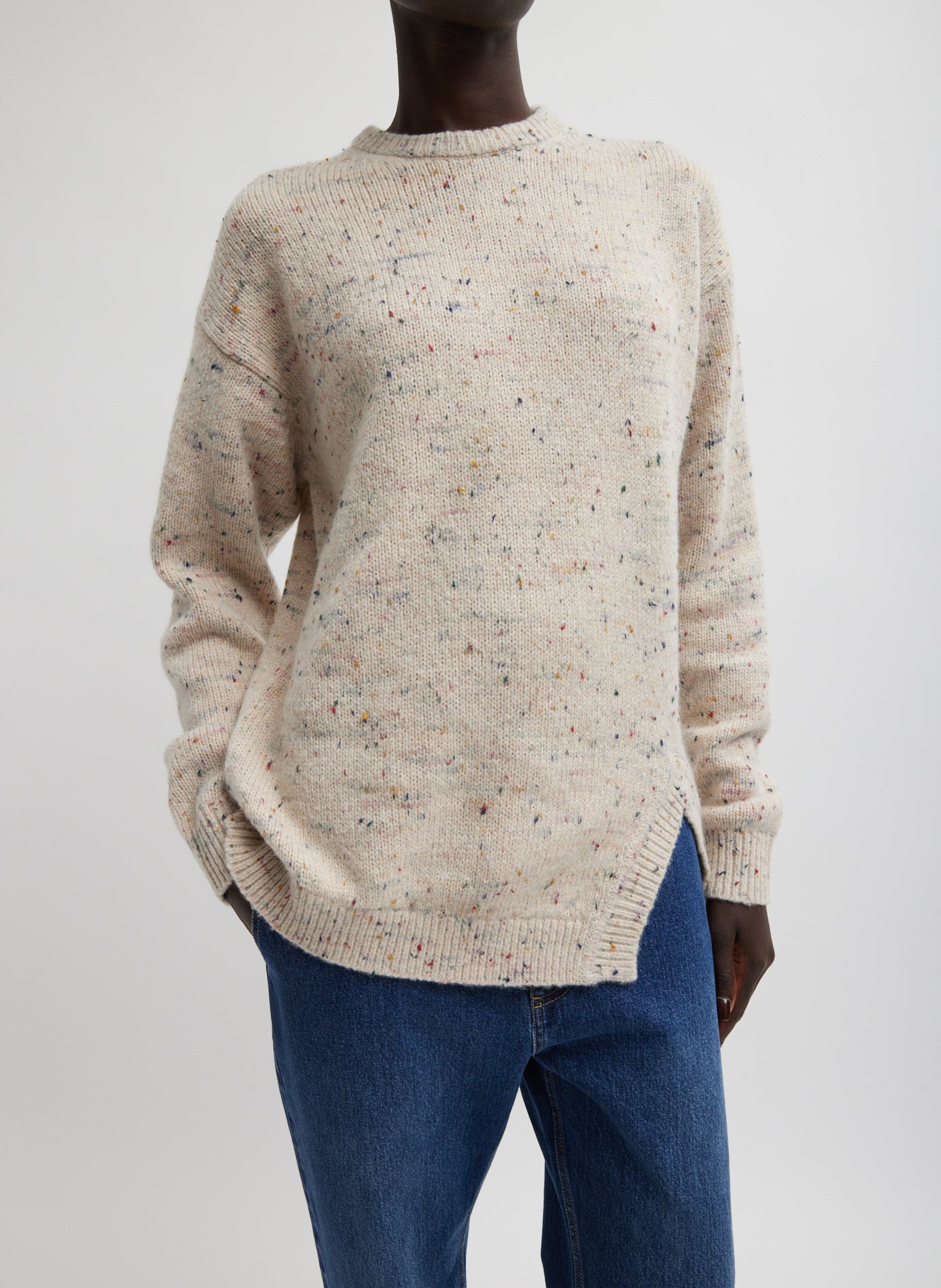 Confetti Crewneck Easy Pullover - Cream Multi-1