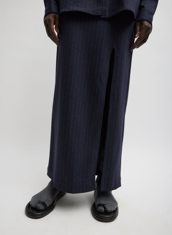 Tibi Navy Knit Zipper Detail Maxi Dress S