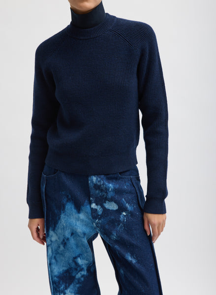 Cardigan Stitch Wool Shrunken Crewneck Pullover – Tibi Official