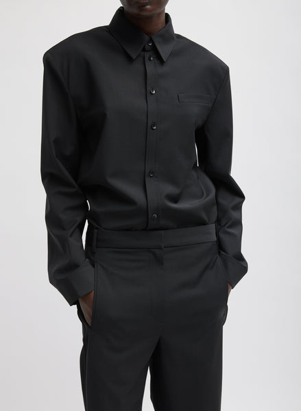 未使用品　BATONER TROPICAL WOOL T-SHIRT Black Recycled Tropical Wool Detached Shirt – Tibi Official