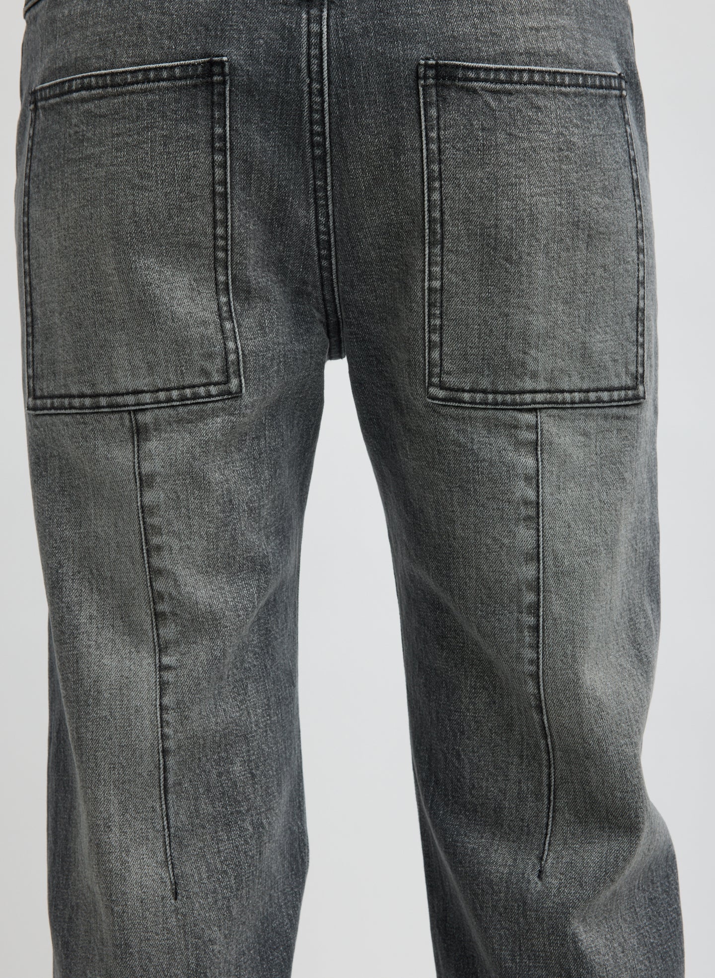 Vintage Black Stretch Selvedge Denim Charlotte Jean - closeup of back pockets