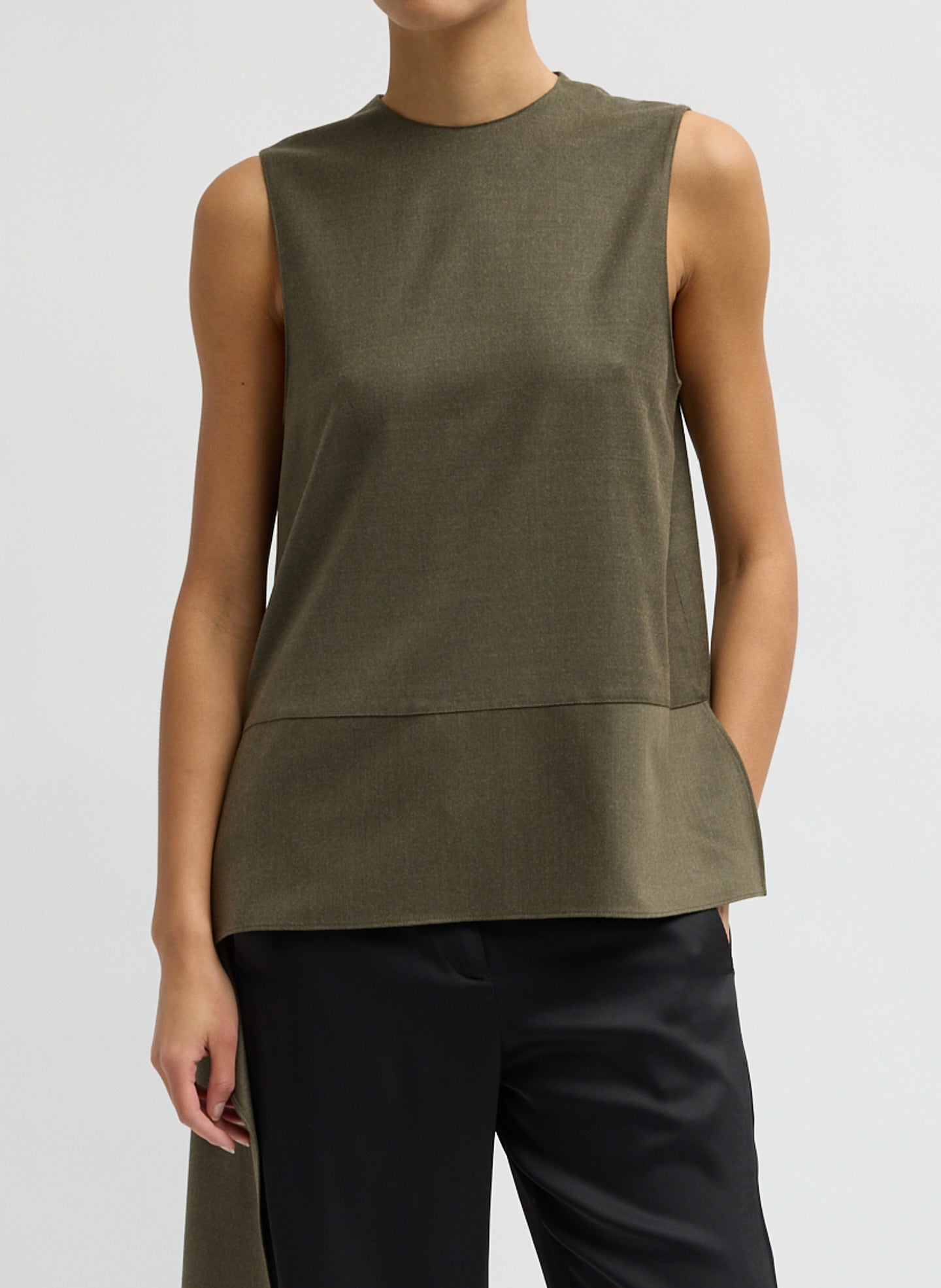 Cozy Flannel Asymmetrical Sleeveless Top