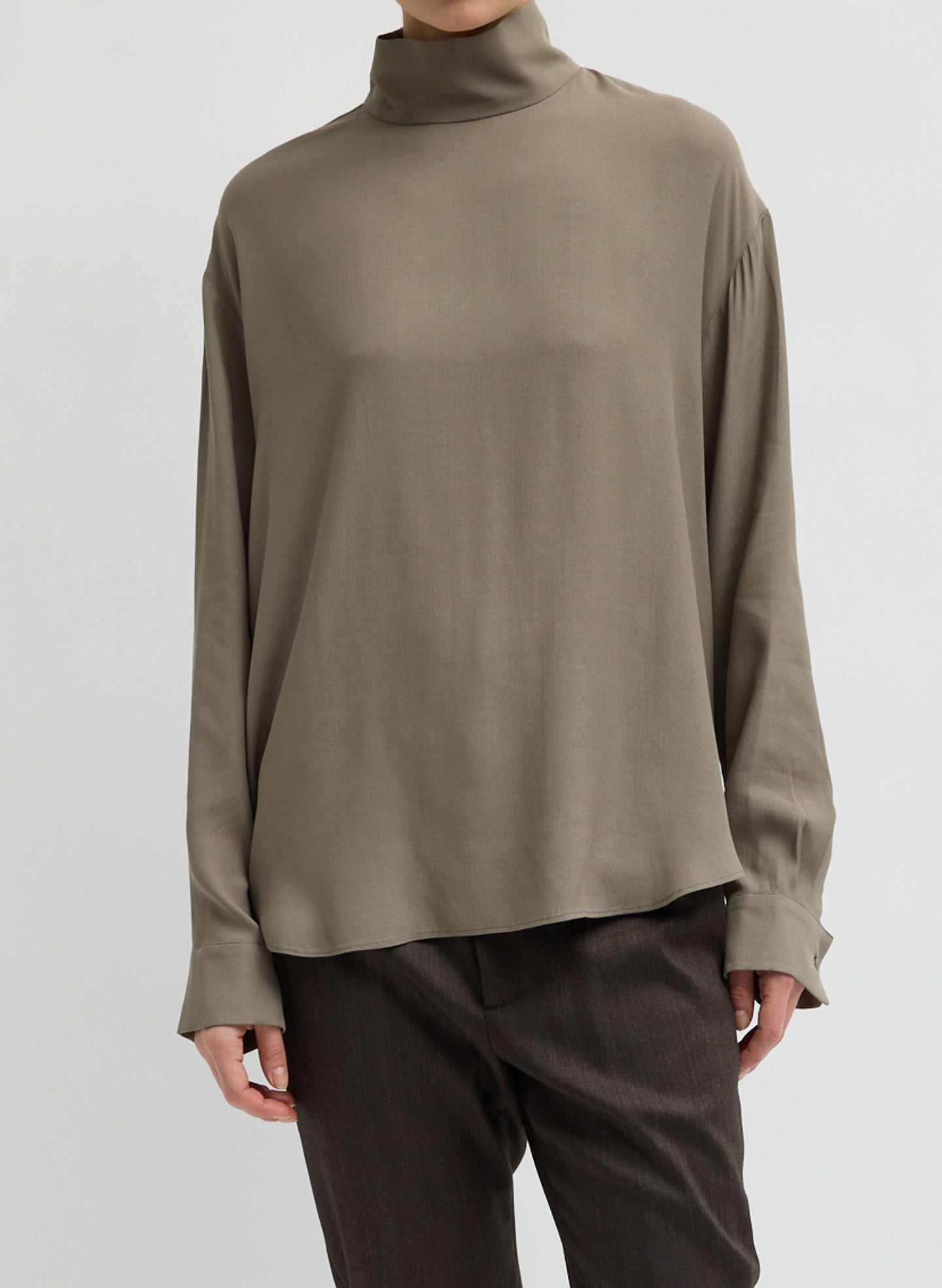 Feather Weight Eco Crepe Funnel Neck Shirt – Tibi Official