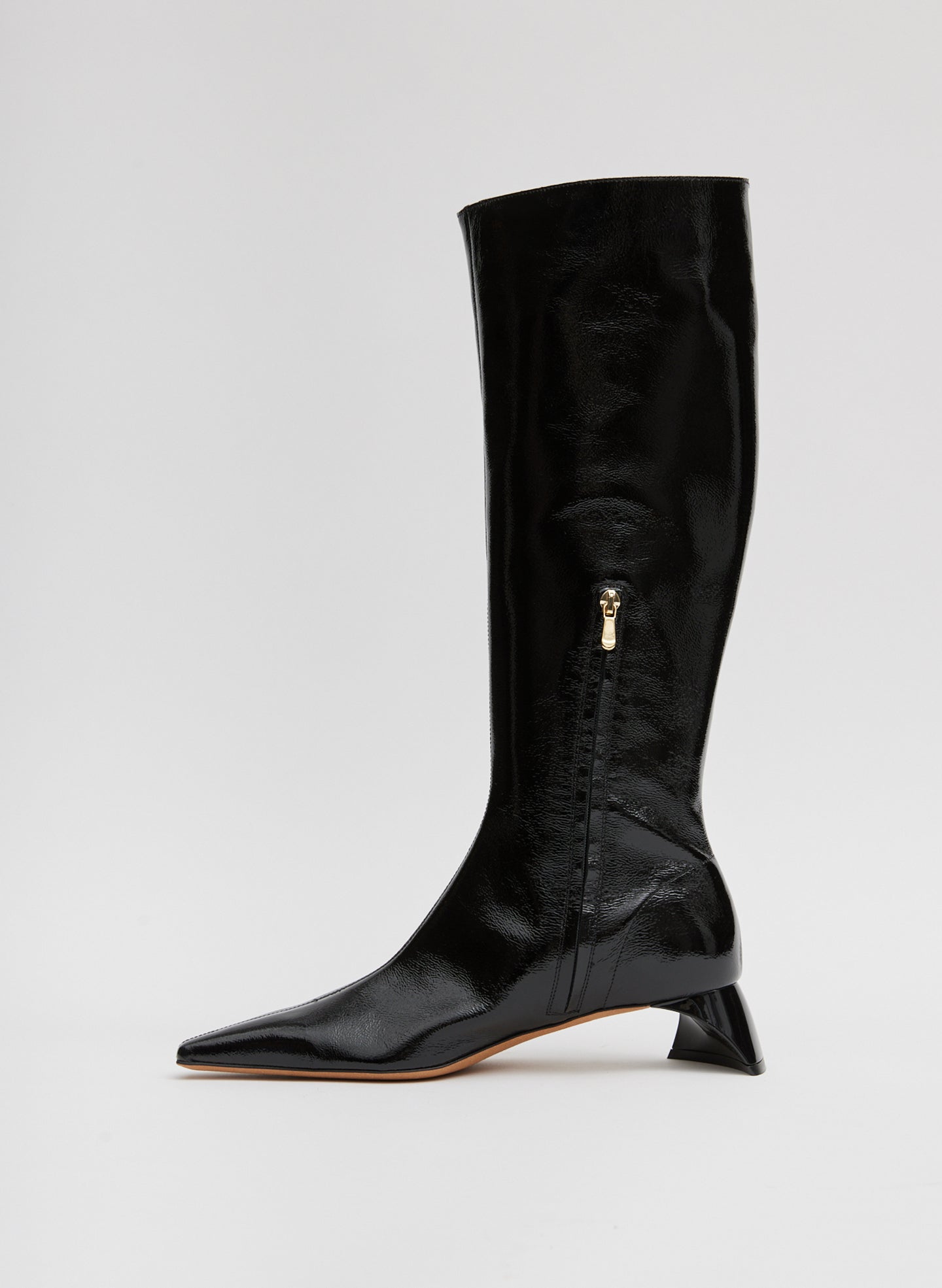 Black patent over knee fashion boots