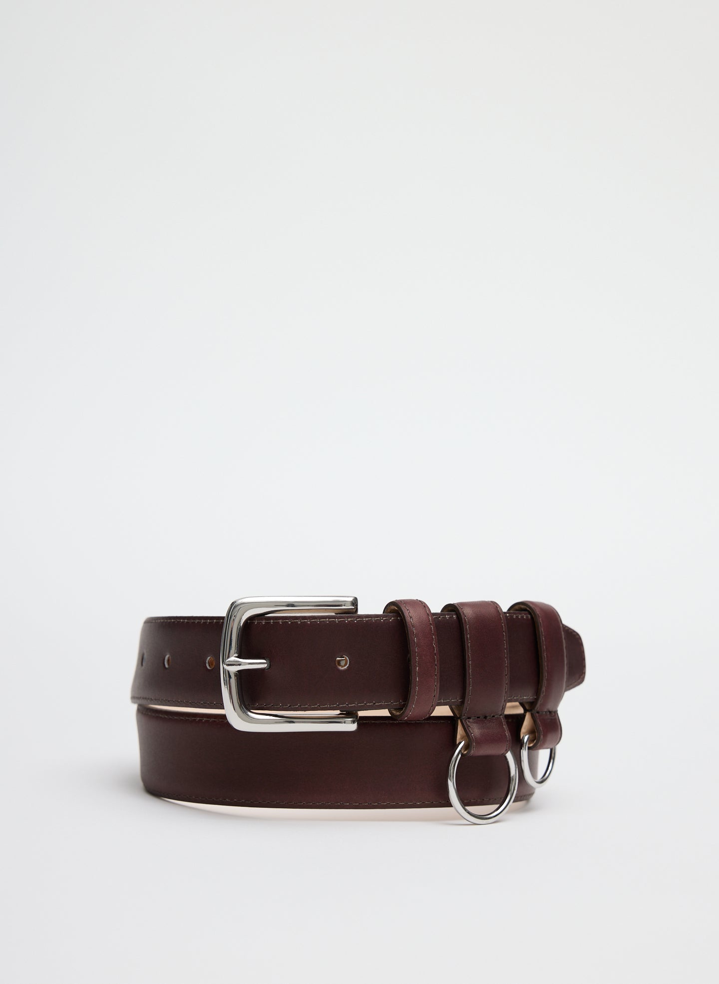 Classic Hardware Leather Belt - BURGUNDY-1