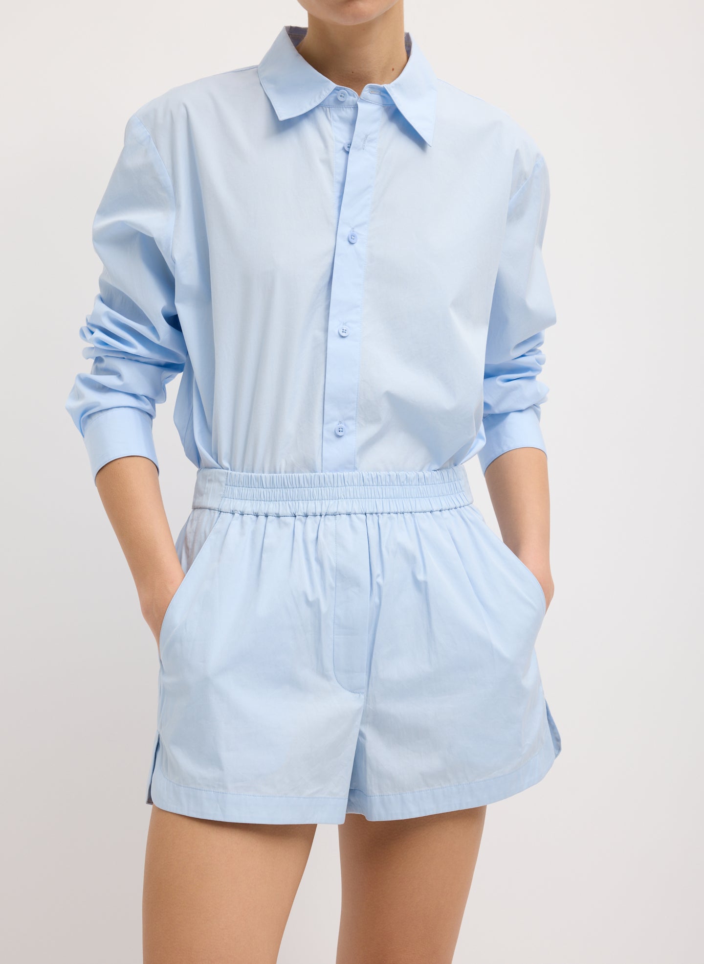 light blue dress shorts Floral High Waisted - Two Piece Sets A French bearer fastening for a secure trim front Petite Plume Women's Pointelle Shorts