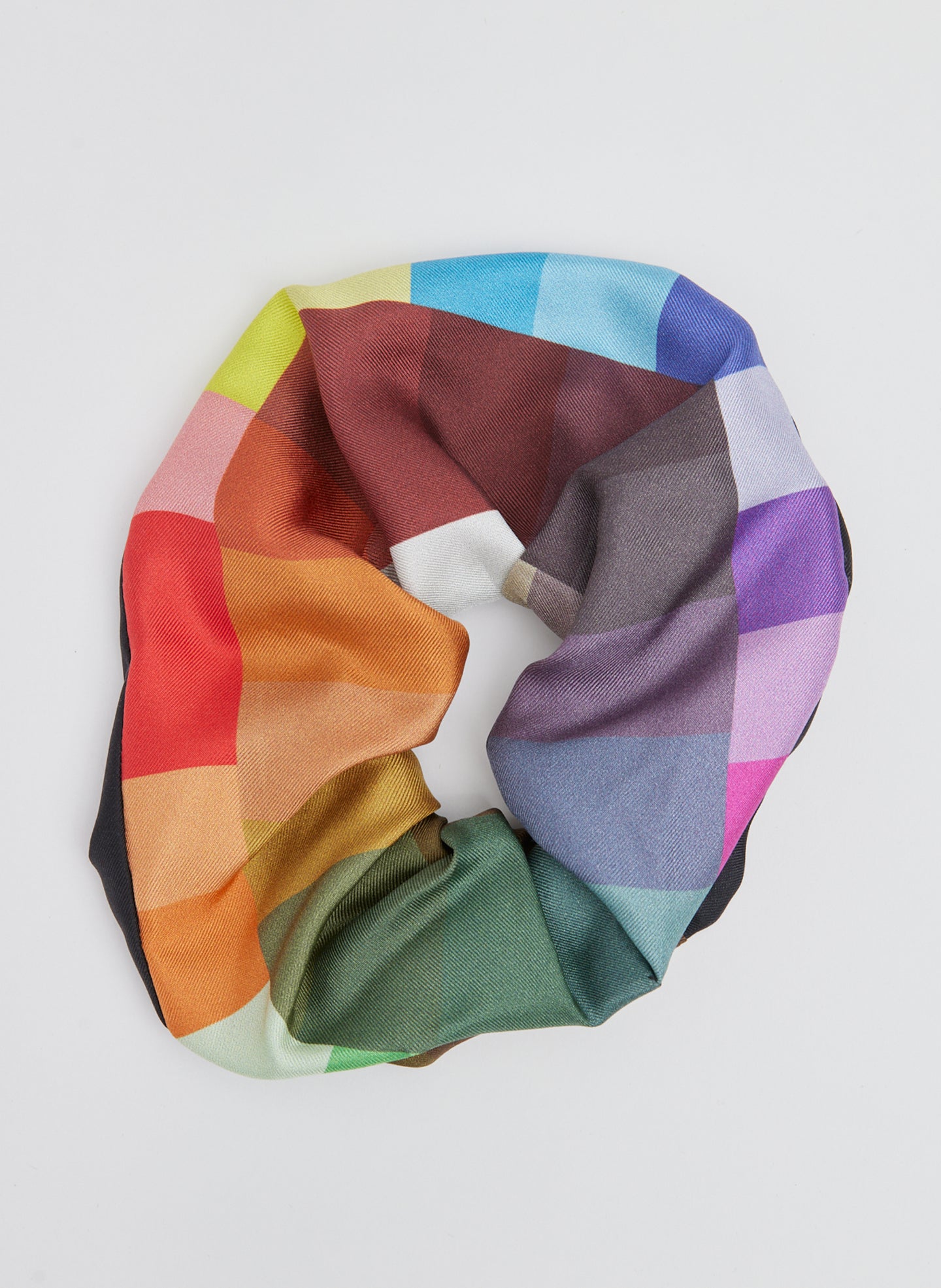 Silk Twill Color Wheel Scrunchie - Color Wheel Multi-1