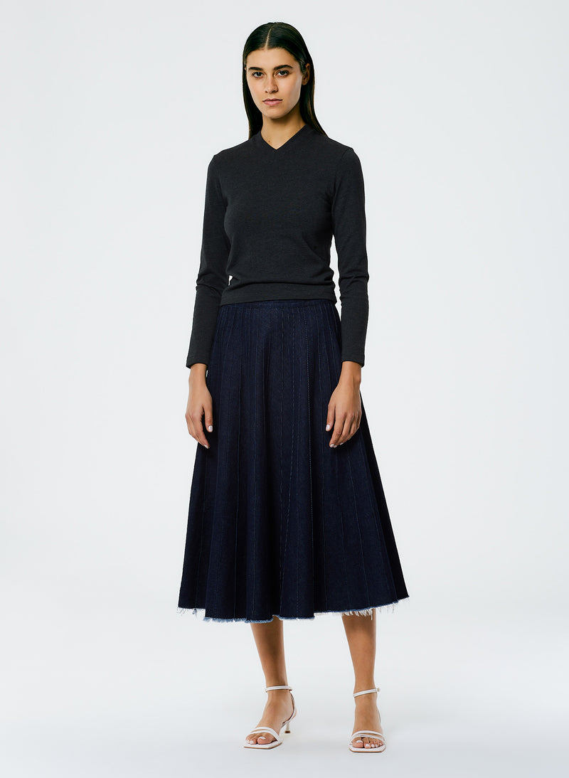 Amazon.com: ESTEEZ Black Denim Skirt for Women - High Waisted Denim Midi  Skirt - Siena (EX802208 Black 0) : Clothing, Shoes & Jewelry