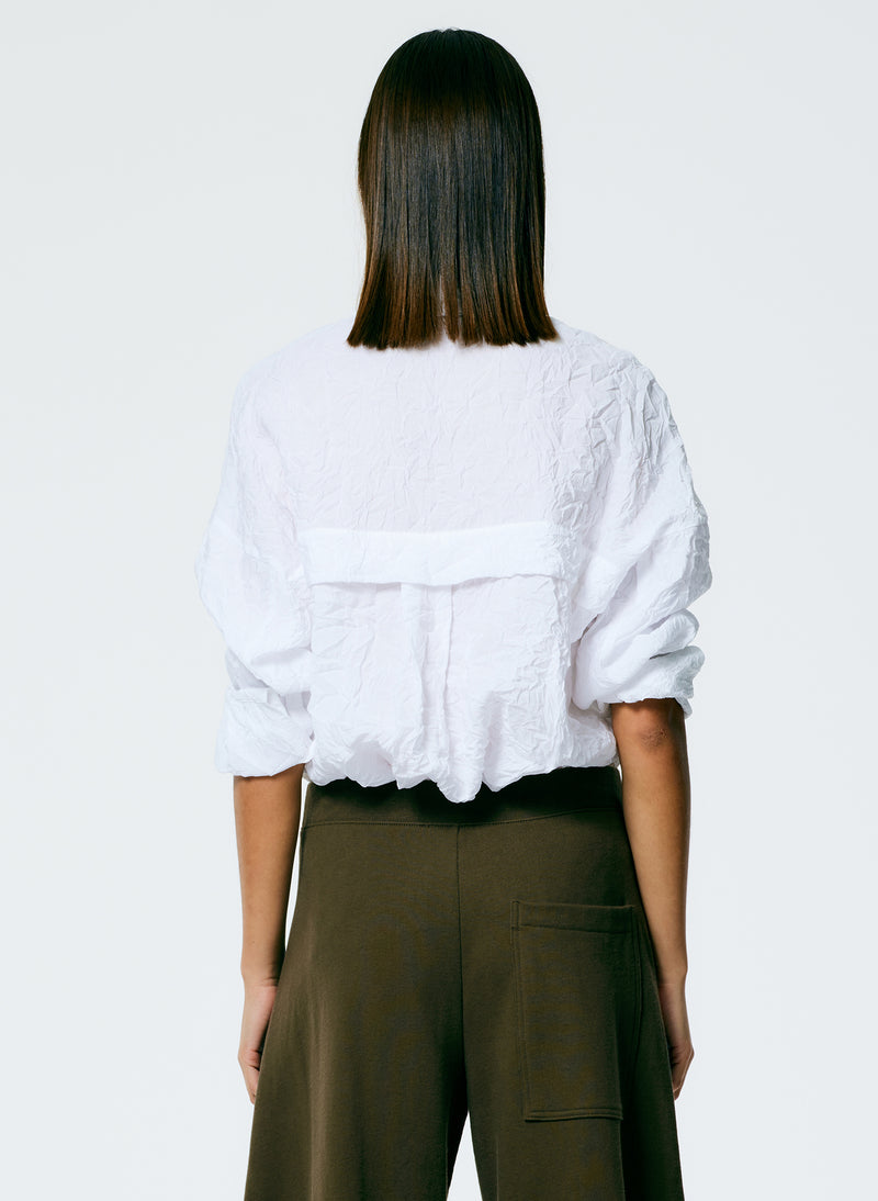 Crinkle White Oversized Linen Shirt –
