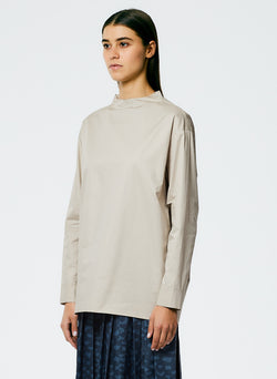 Eco Poplin Funnelneck Top Ash-2