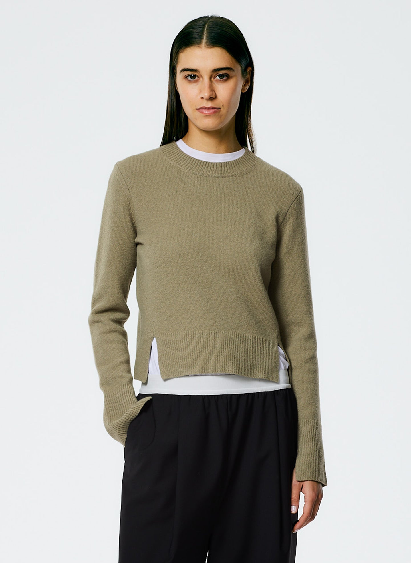 Stretch Cashmere Crewneck Pullover - Chicory-1