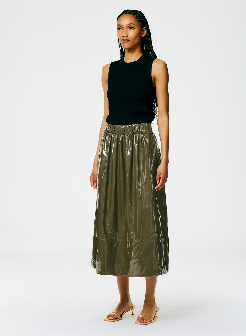 Light Weight Stretch Patent Smocking Waistband Full Skirt – Tibi Official