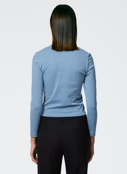 Perfect Shrunken V-Neck T-Shirt Blue Mist-4