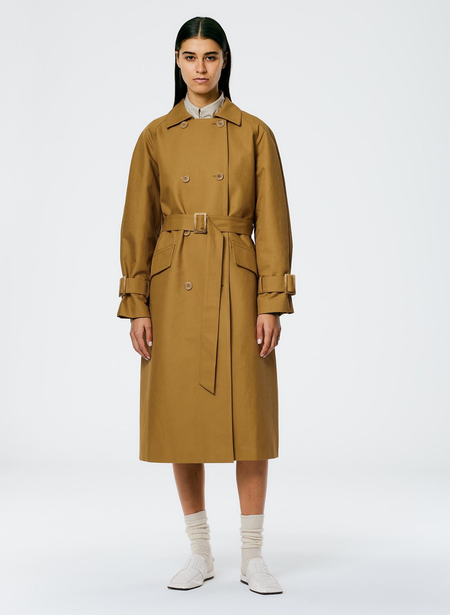 Sculpted Cotton Trench - Tan-1