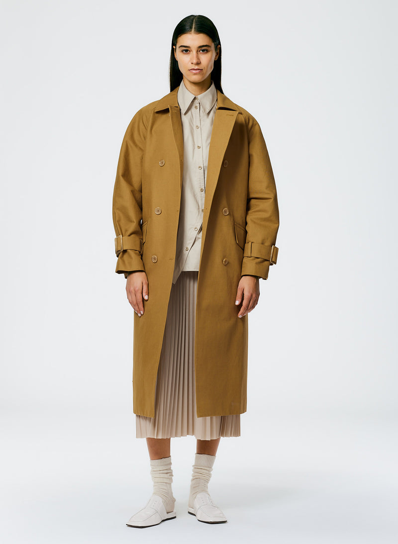 Sculpted Cotton Trench Tan-2