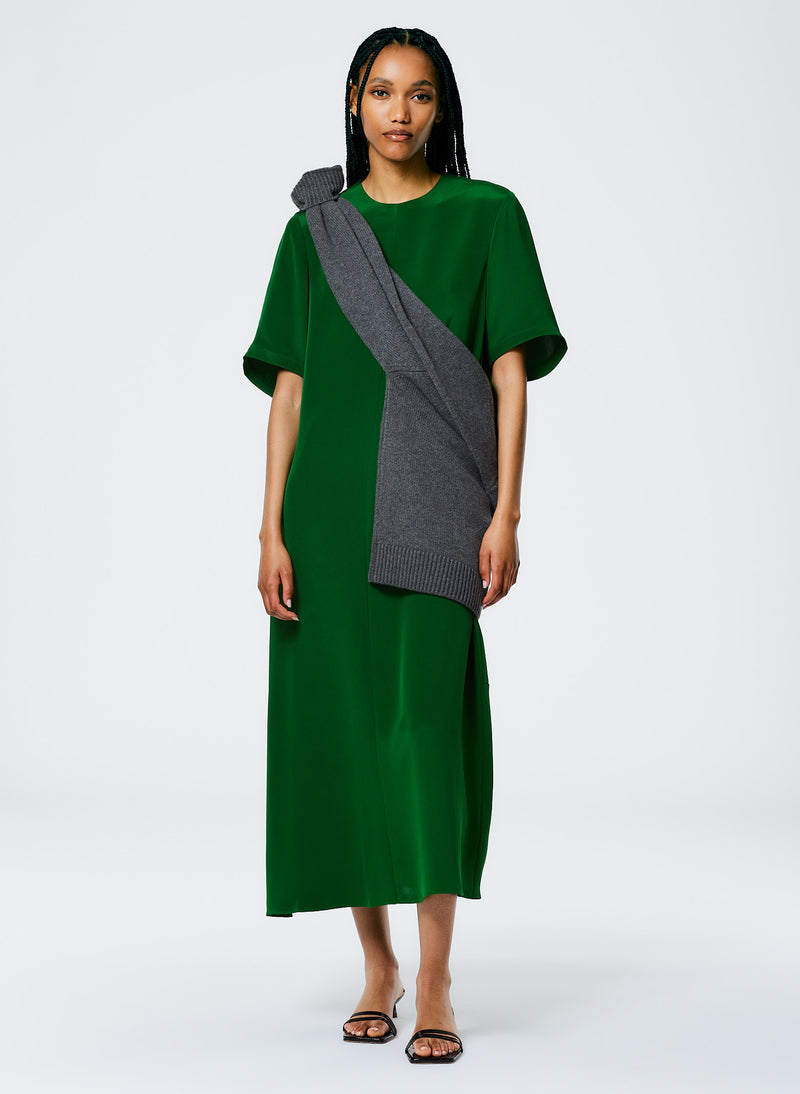 4 Ply Silk T-Shirt Dress Grass-1