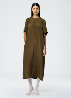 4 Ply Silk T-Shirt Dress Wood-1