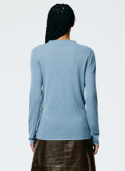 Skinlike Mercerized Wool Soft Sheer Pullover Blue Mist-3