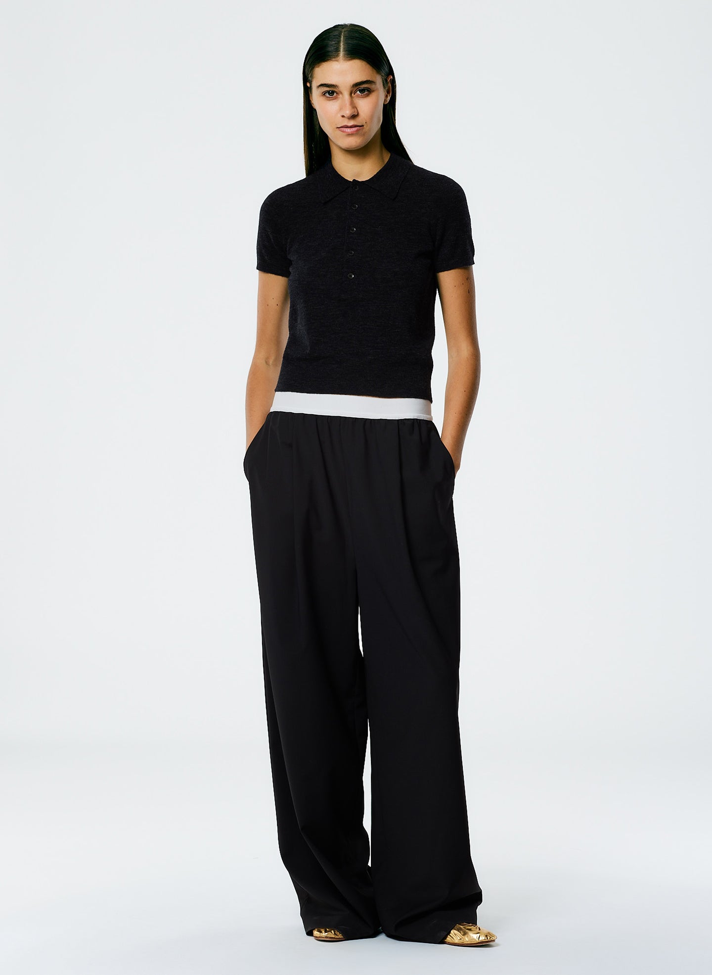 Tropical Wool Marit Pull On Pant - Black-1