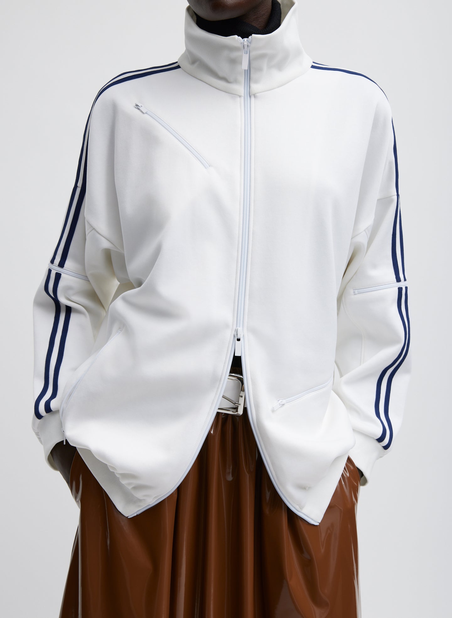 Active Knit Zipper Detailed Track Jacket - White-1