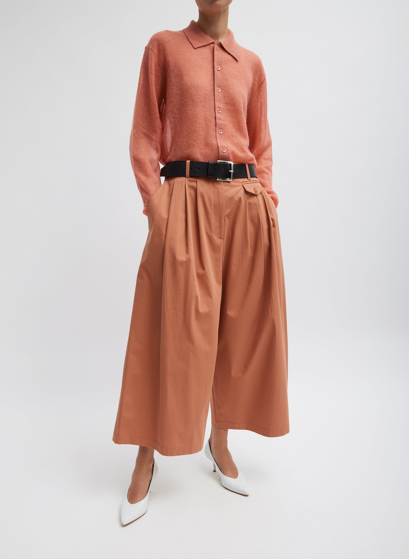 Triple Frayed Hem Stretch Twill Pant