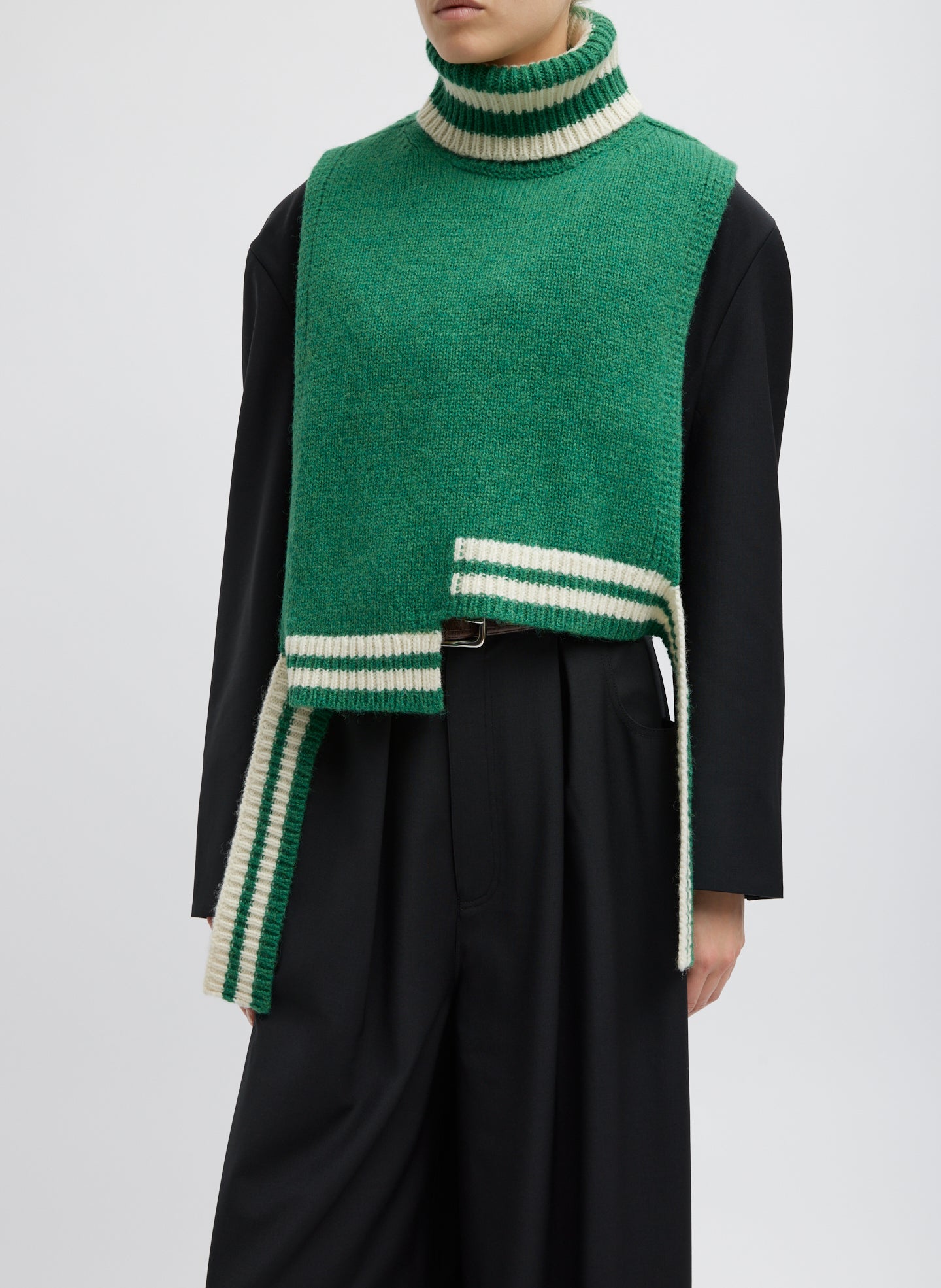 Soft Lambswool Sporty Turtleneck Dicky Sweater - Green Multi-1