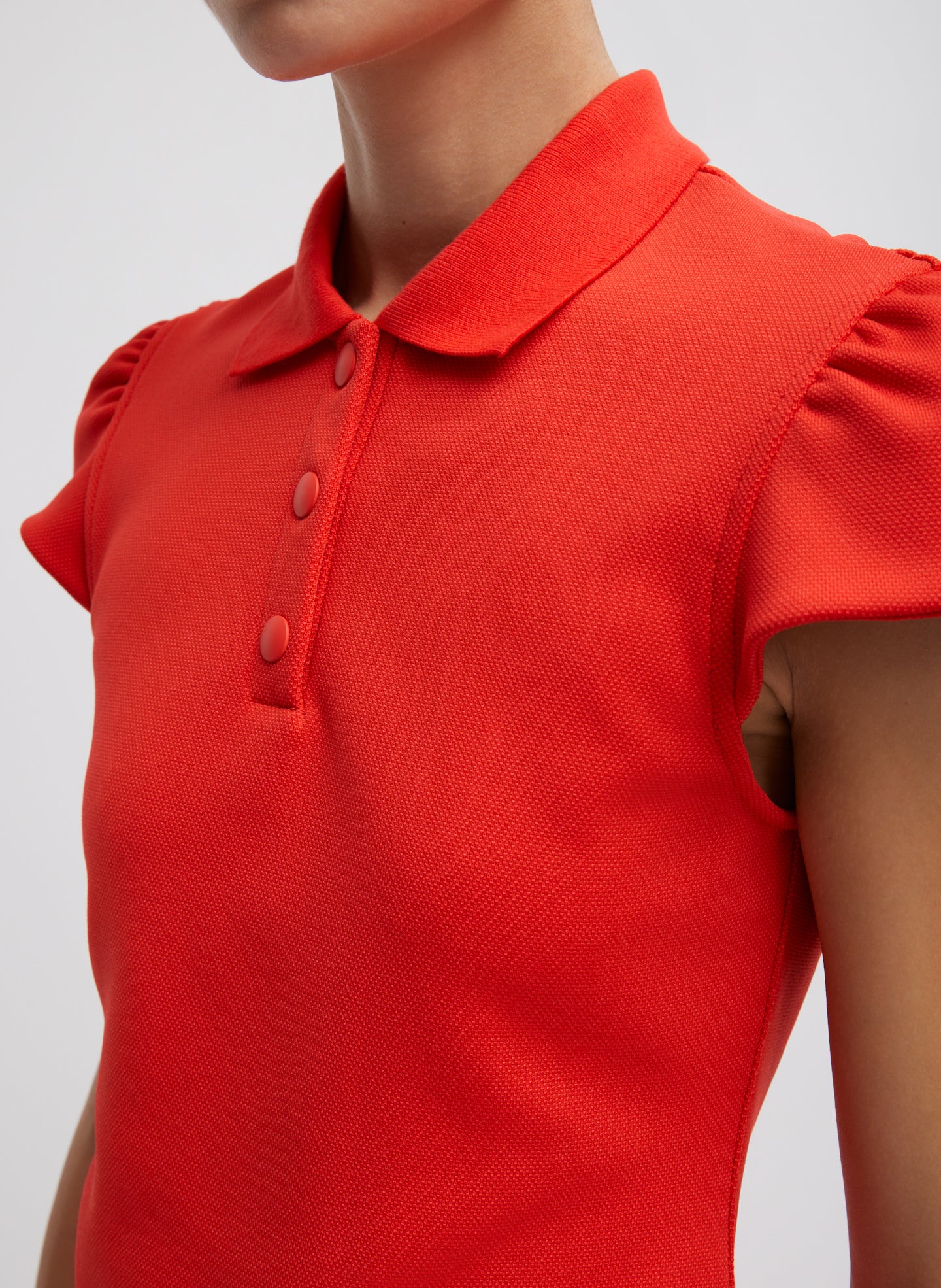 Luxe Pique Shrunken Polo Shirt - Red-1