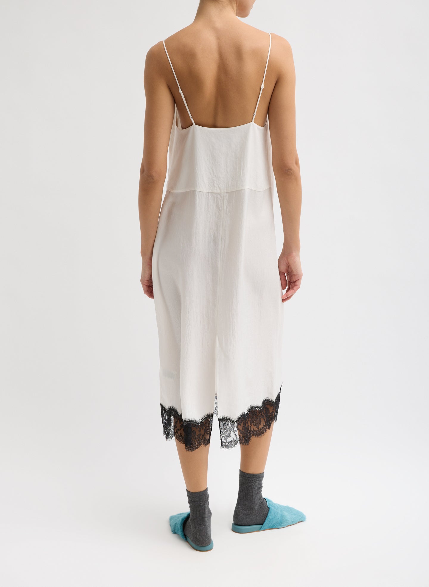 black and white slip dress 100% Washable Silk Slip Dress in Tiny Dot Black/ White