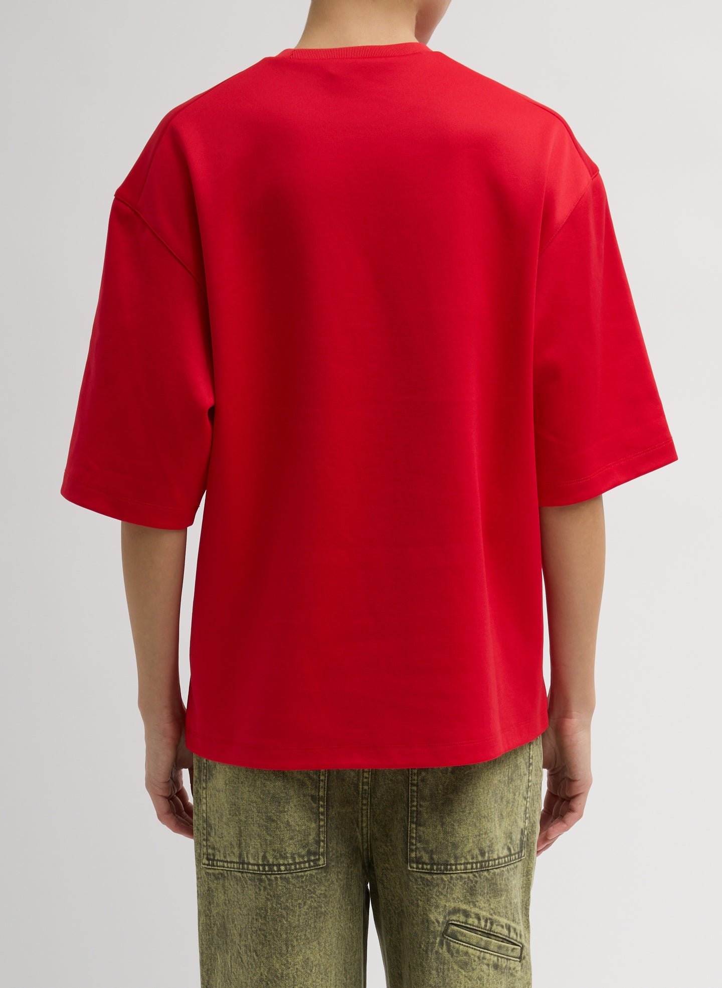 Red Active Knit Easy T-Shirt - oversized tee, back view on model