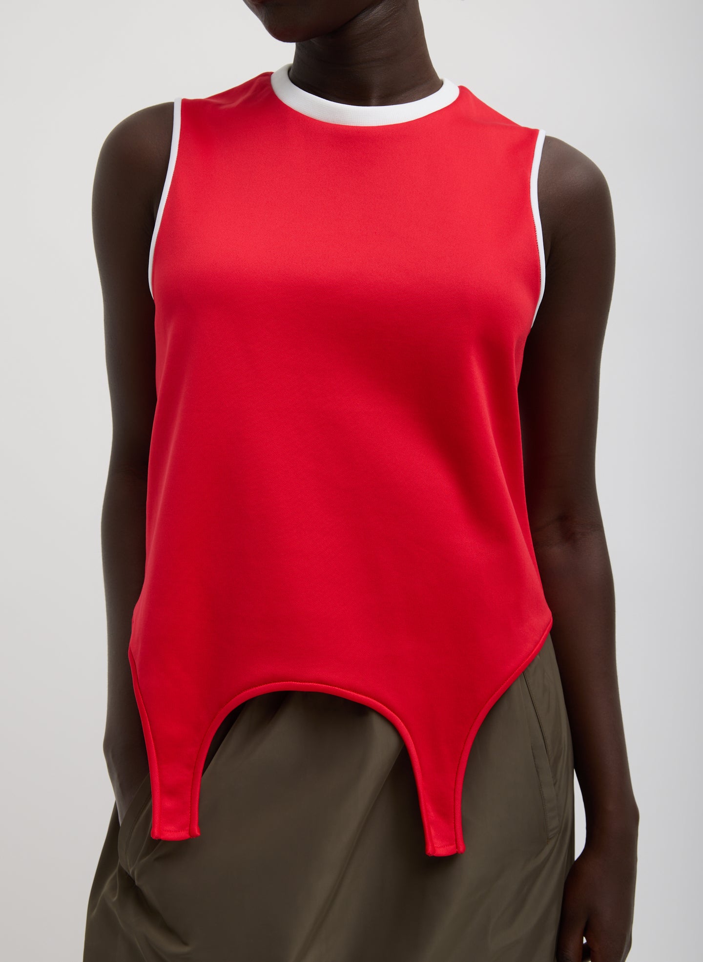 Active Knit Flip Tank - Red Active Knit Flip Tank - front view on model