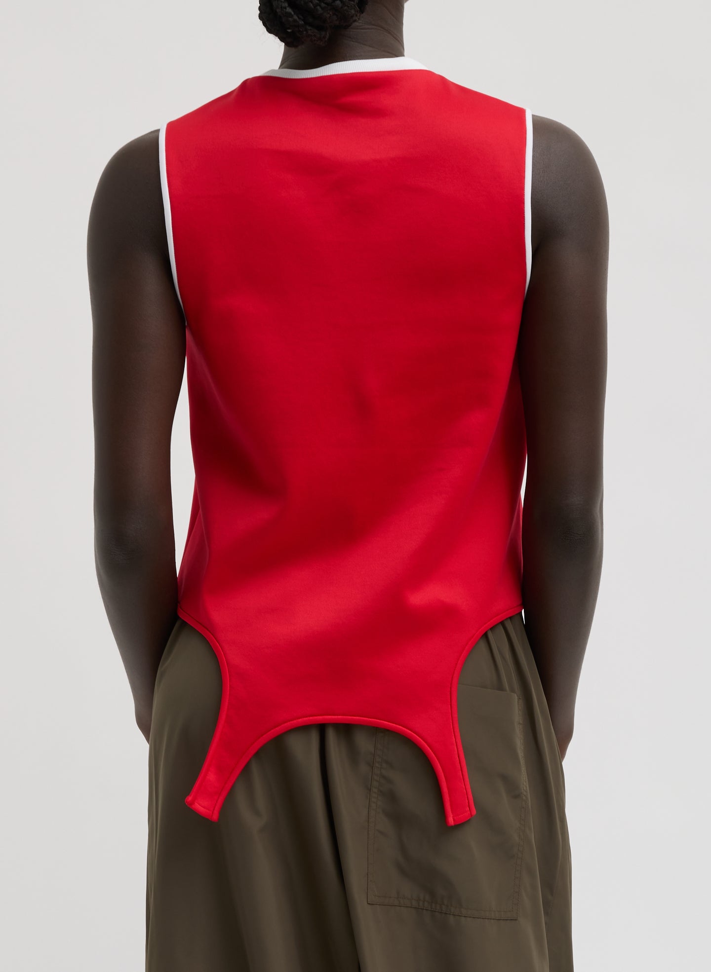 Red Active Knit Flip Tank - back view on model