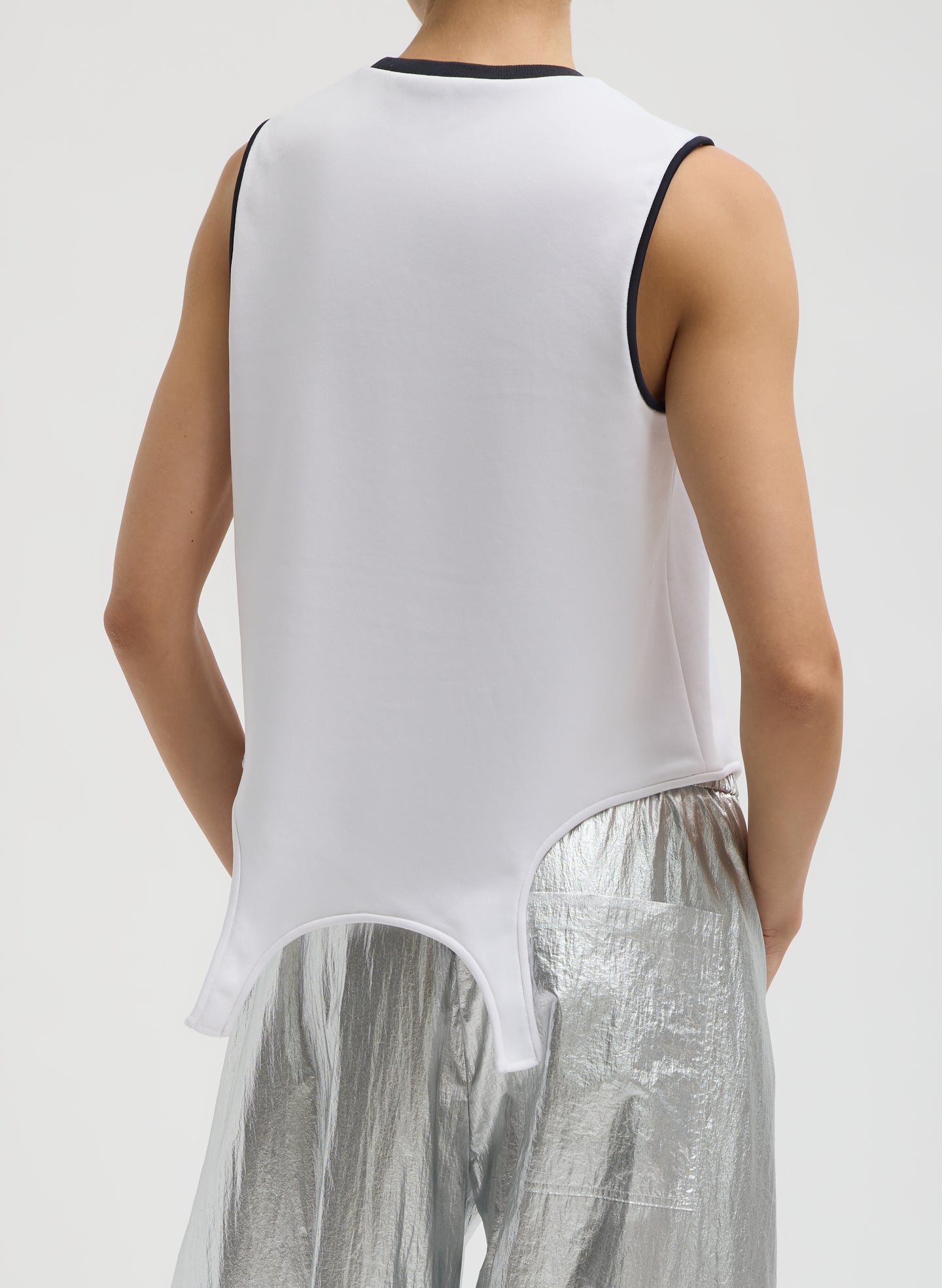White Active Knit Flip Tank - front view on model