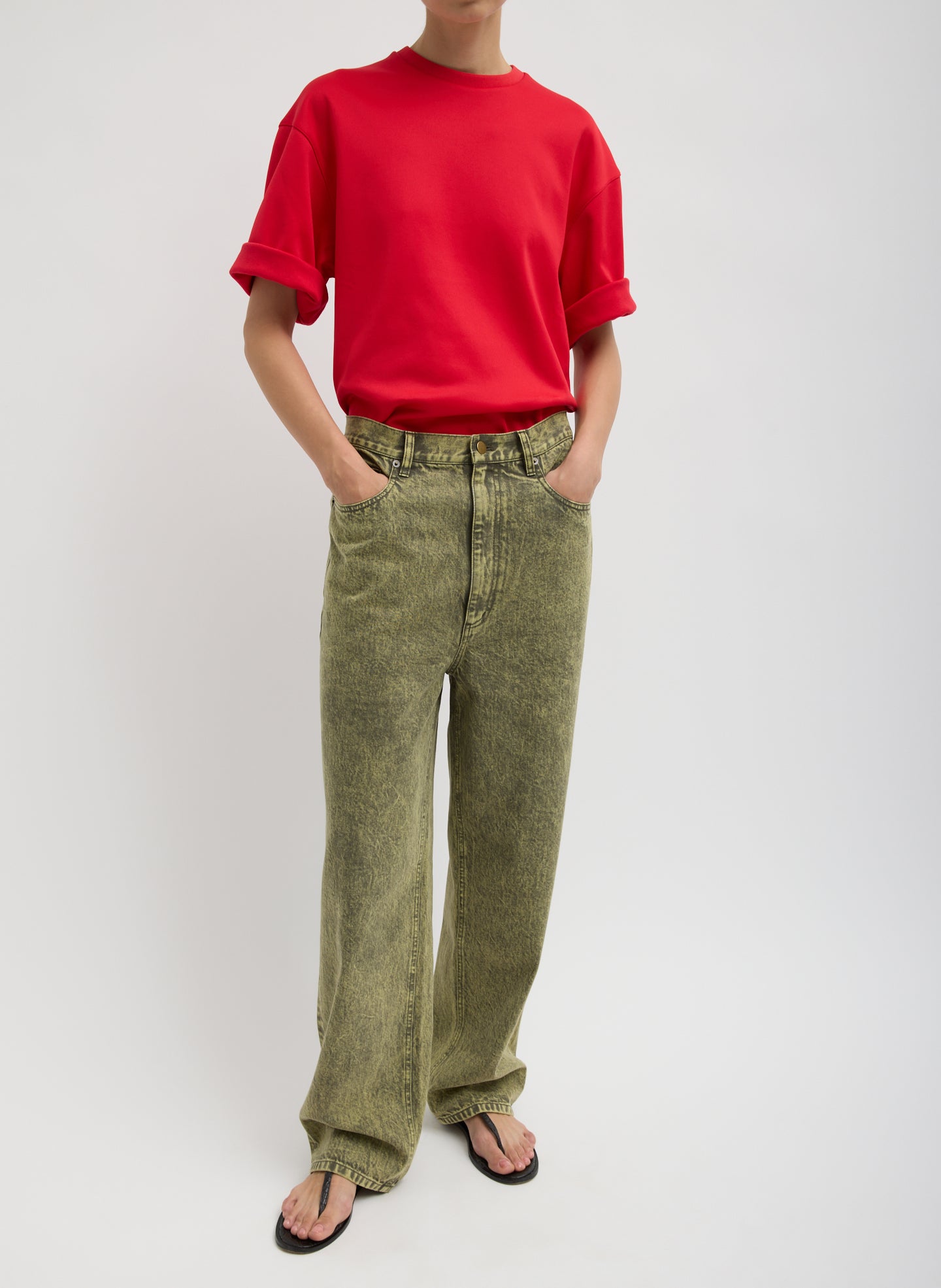 Lab Washed Denim Dennis Jean - Acid Yellow Lab Washed Denim Dennis Jean - acid wash jeans, front view on model